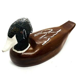 Duck Wood Decoy Decoration  J.C Edwards Vintage Hand crafted 1990